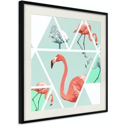 Arkiio Affisch Geometric Flamingos Square [Poster] 20x20 Poster